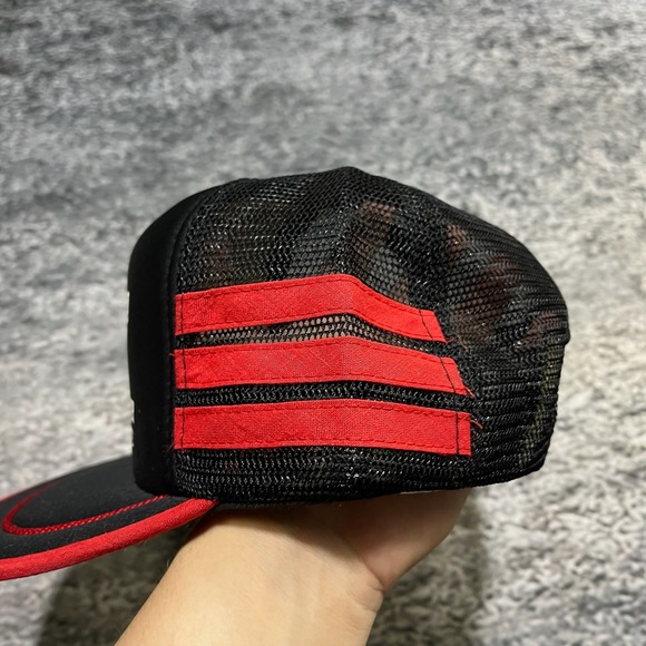Vintage 90s‎ Rick Marino Three Stripe Mesh Trucker Hat Snapback Cap - Picture 4 of 9